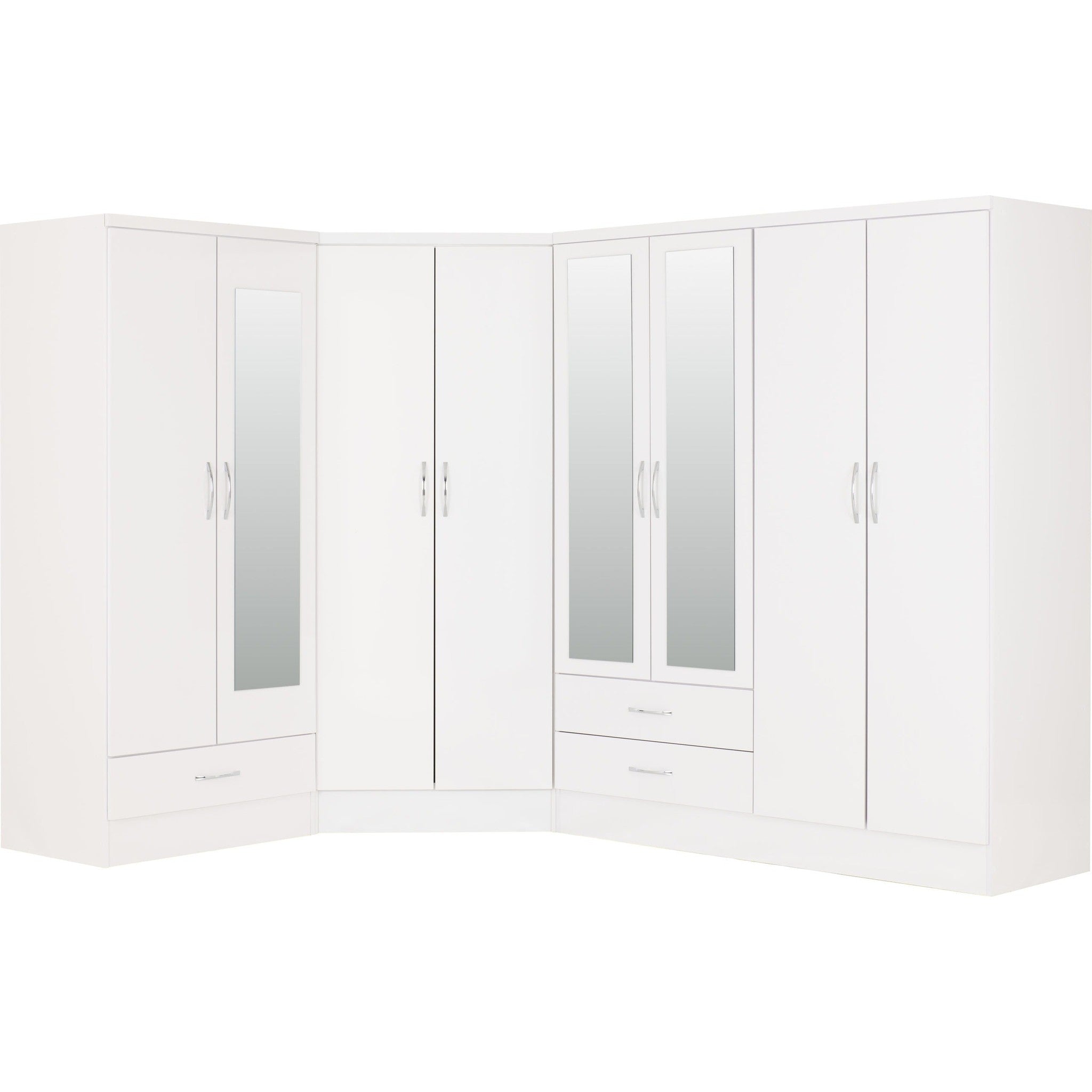 Nevada 2 Door Corner Wardrobe - White Gloss