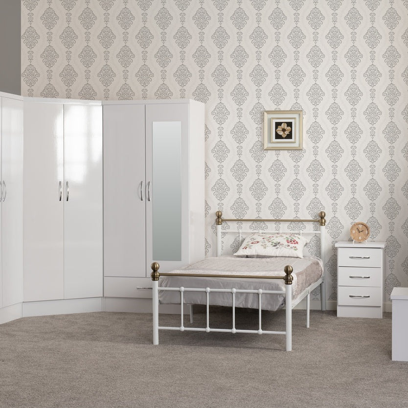 Nevada 2 Door Corner Wardrobe - White Gloss