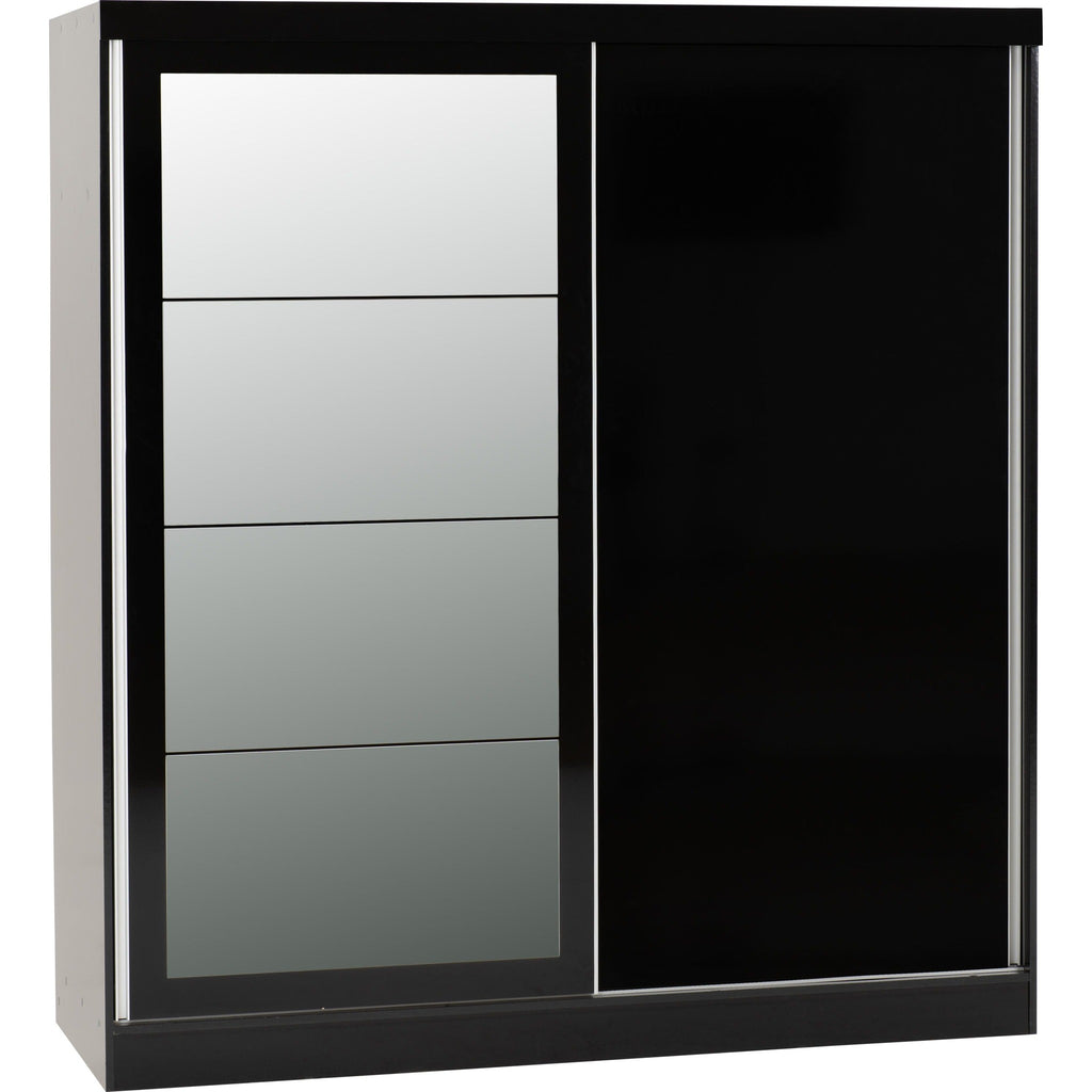 Nevada 2 Door Slider Wardrobe - Black Gloss