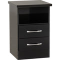 Nevada 2 Drawer Bedside - Black Gloss