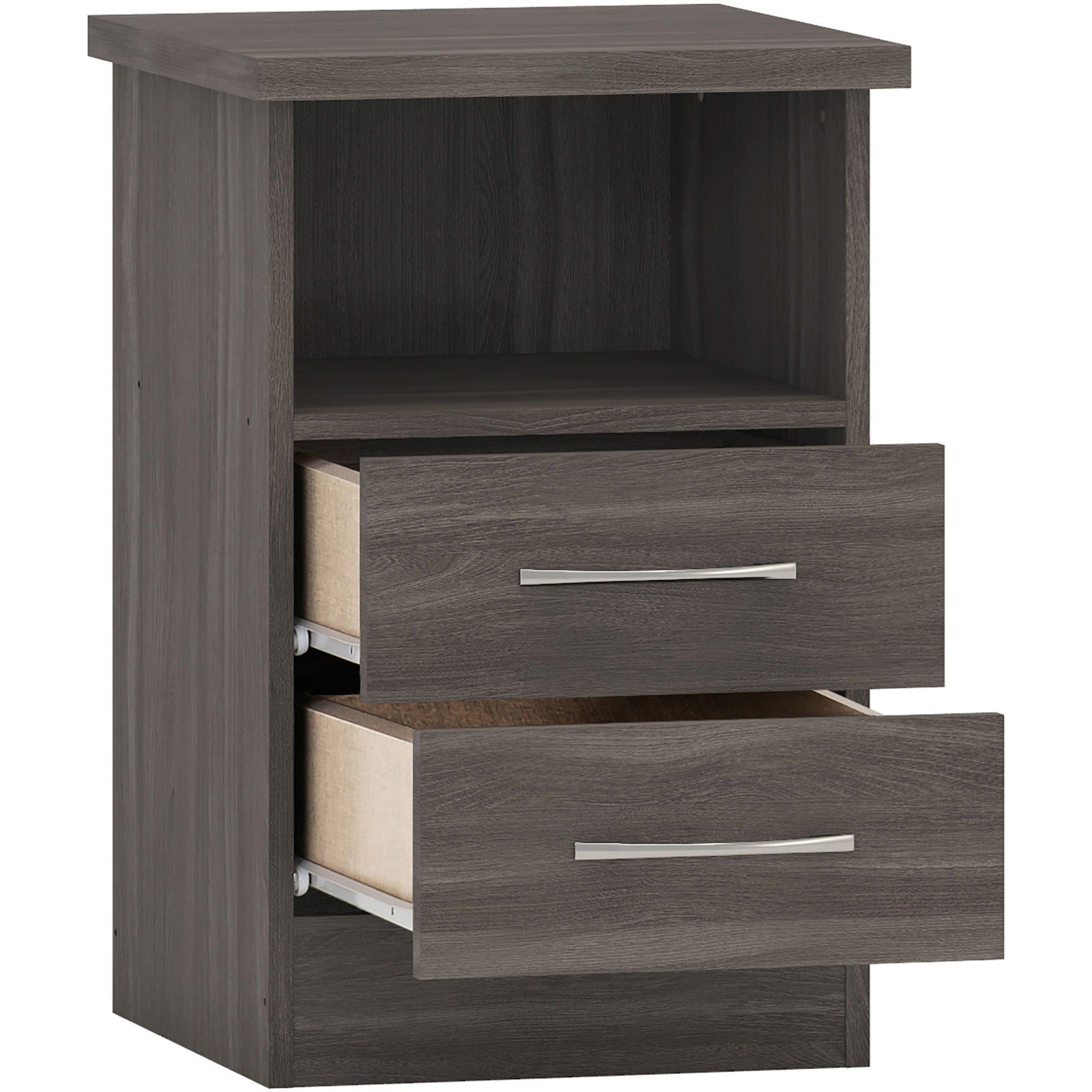 Nevada 2 Drawer Bedside - Black Wood Grain