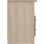 Nevada 2 Drawer Bedside - Oyster Gloss/Light Oak Effect Veneer