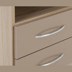 Nevada 2 Drawer Bedside - Oyster Gloss/Light Oak Effect Veneer