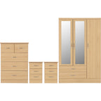 Nevada 3 Door 2 Drawer Wardrobe Bedroom Set - Sonoma Oak Effect