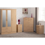 Nevada 3 Door 2 Drawer Wardrobe Bedroom Set - Sonoma Oak Effect
