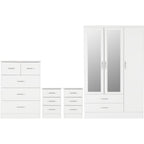 Nevada 3 Door 2 Drawer Wardrobe Bedroom Set - White Gloss