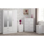 Nevada 3 Door 2 Drawer Wardrobe Bedroom Set - White Gloss