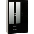 Nevada 3 Door 2 Drawer Wardrobe - Black Gloss
