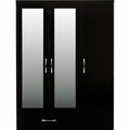 Nevada 3 Door 2 Drawer Wardrobe - Black Gloss
