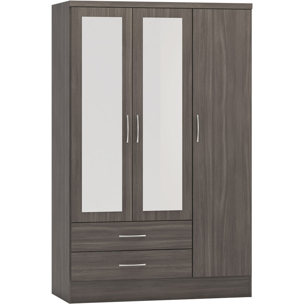 Nevada 3 Door 2 Drawer Wardrobe - Black Wood Grain