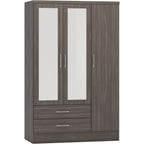 Nevada 3 Door 2 Drawer Wardrobe - Black Wood Grain