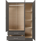 Nevada 3 Door 2 Drawer Wardrobe - Black Wood Grain