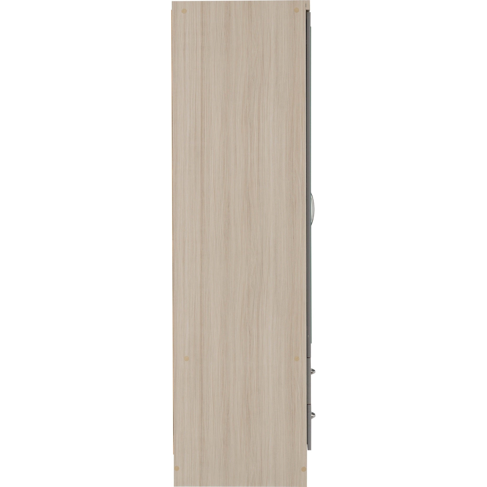 Nevada 3 Door 2 Drawer Wardrobe - Grey Gloss/Light Oak Effect Veneer