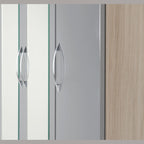 Nevada 3 Door 2 Drawer Wardrobe - Grey Gloss/Light Oak Effect Veneer