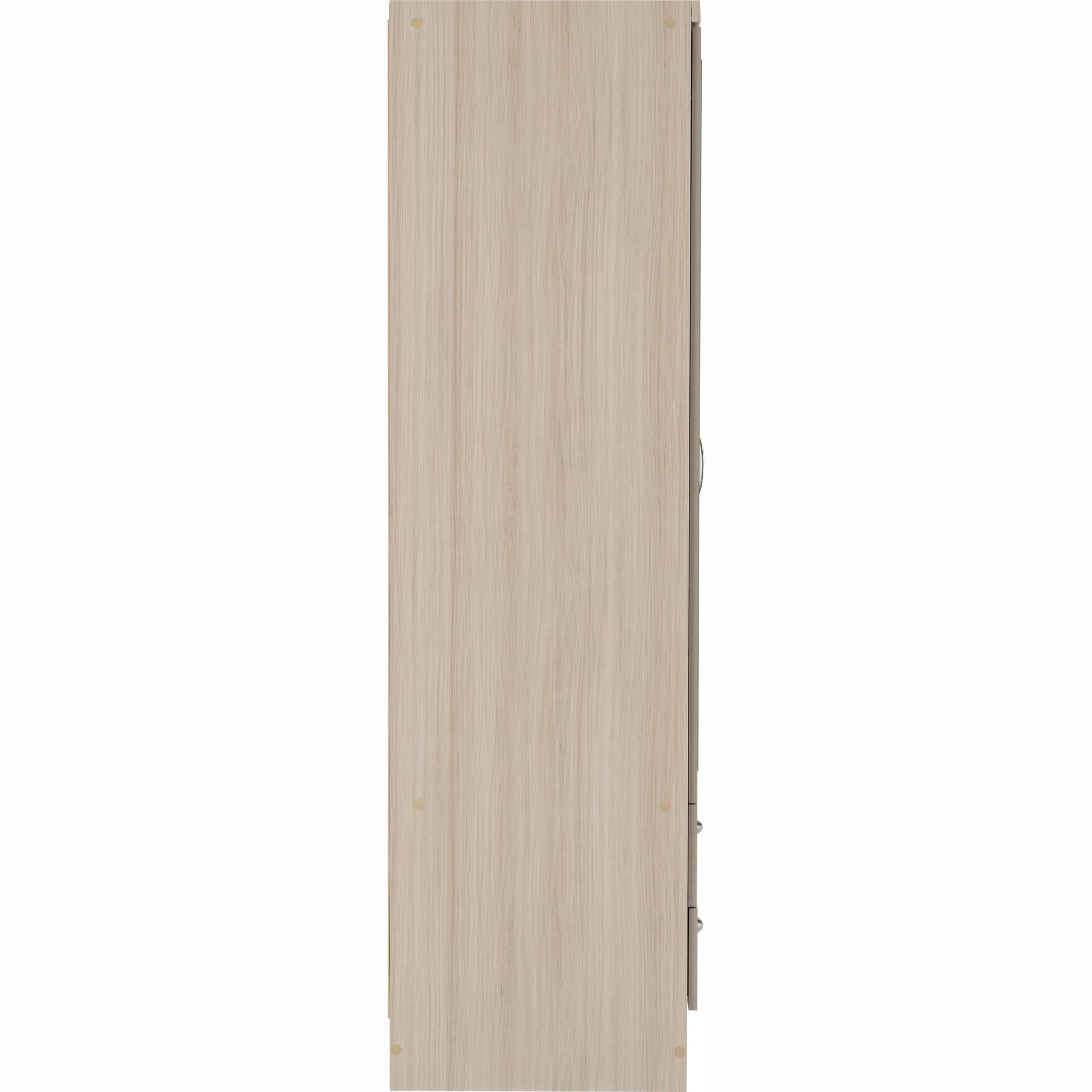 Nevada 3 Door 2 Drawer Wardrobe - Oyster Gloss/Light Oak Effect Veneer