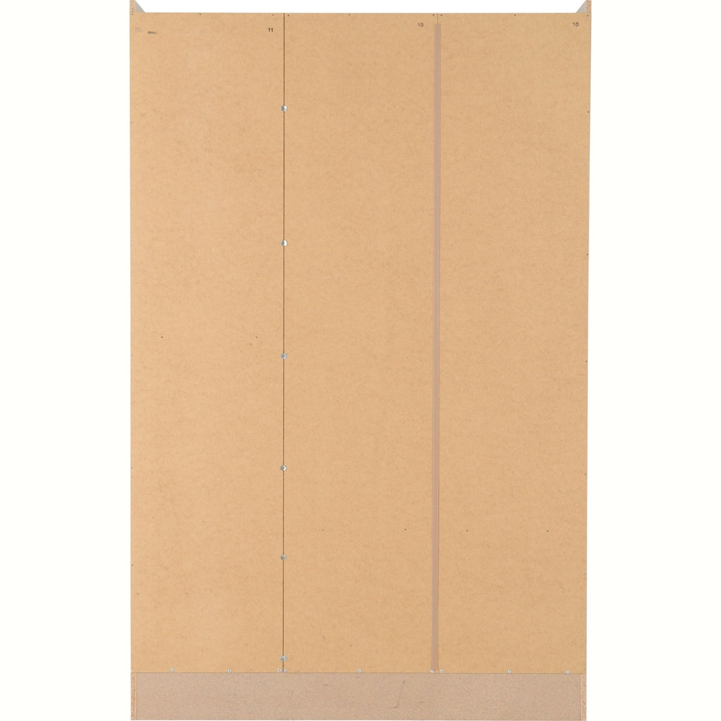 Nevada 3 Door 2 Drawer Wardrobe - Oyster Gloss/Light Oak Effect Veneer