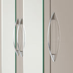 Nevada 3 Door 2 Drawer Wardrobe - Oyster Gloss/Light Oak Effect Veneer
