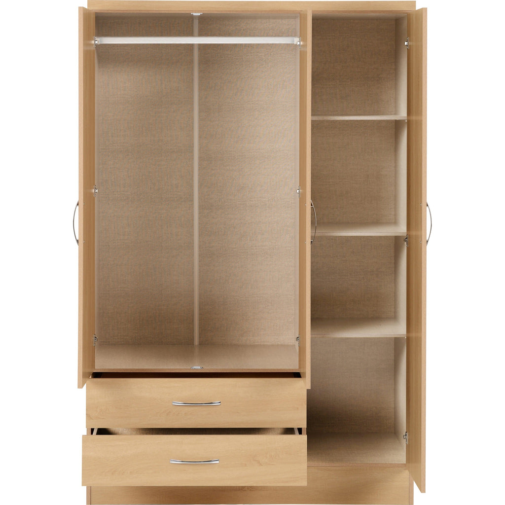 Nevada 3 Door 2 Drawer Wardrobe - Sonoma Oak Effect