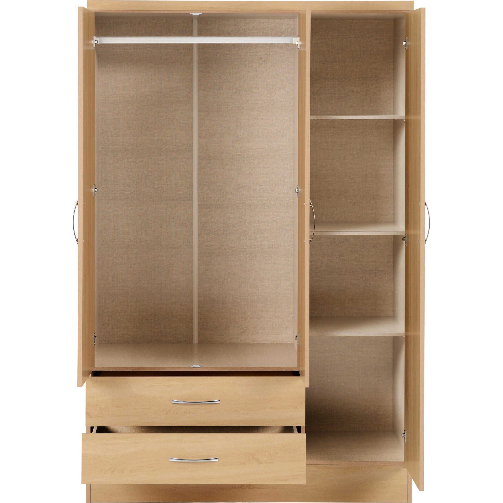 Nevada 3 Door 2 Drawer Wardrobe - Sonoma Oak Effect