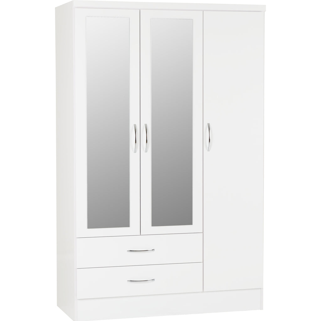Nevada 3 Door 2 Drawer Wardrobe - White Gloss