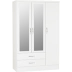 Nevada 3 Door 2 Drawer Wardrobe - White Gloss