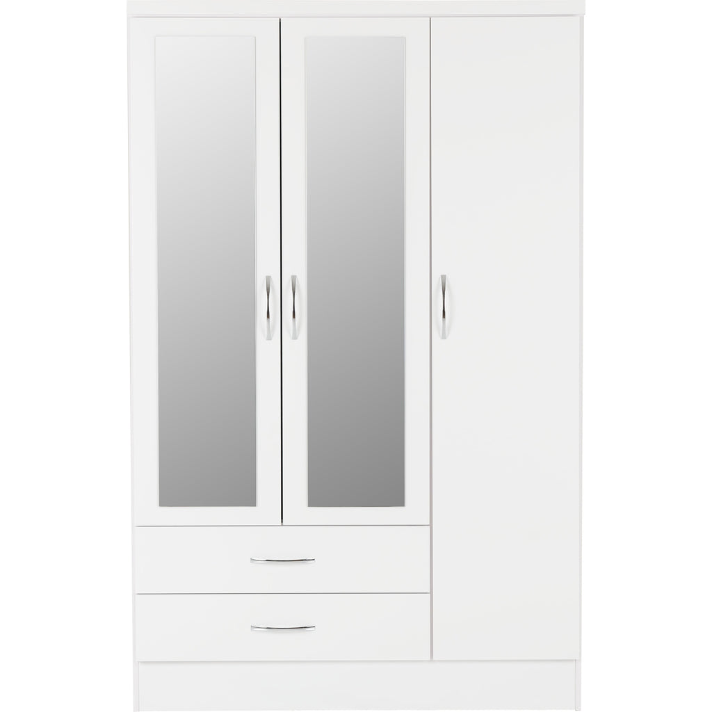Nevada 3 Door 2 Drawer Wardrobe - White Gloss
