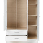 Nevada 3 Door 2 Drawer Wardrobe - White Gloss