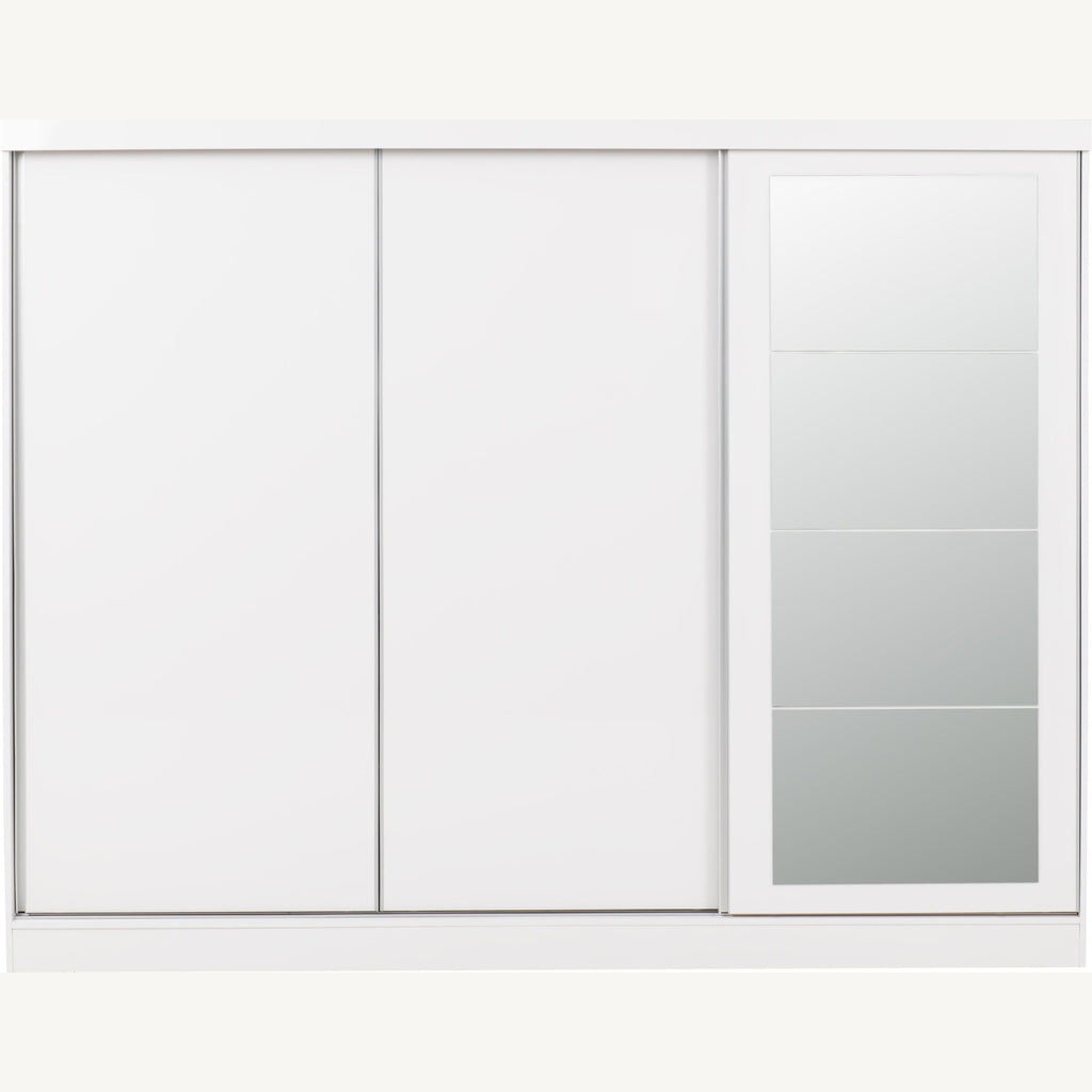 Nevada 3 Door Slider Wardrobe - White Gloss