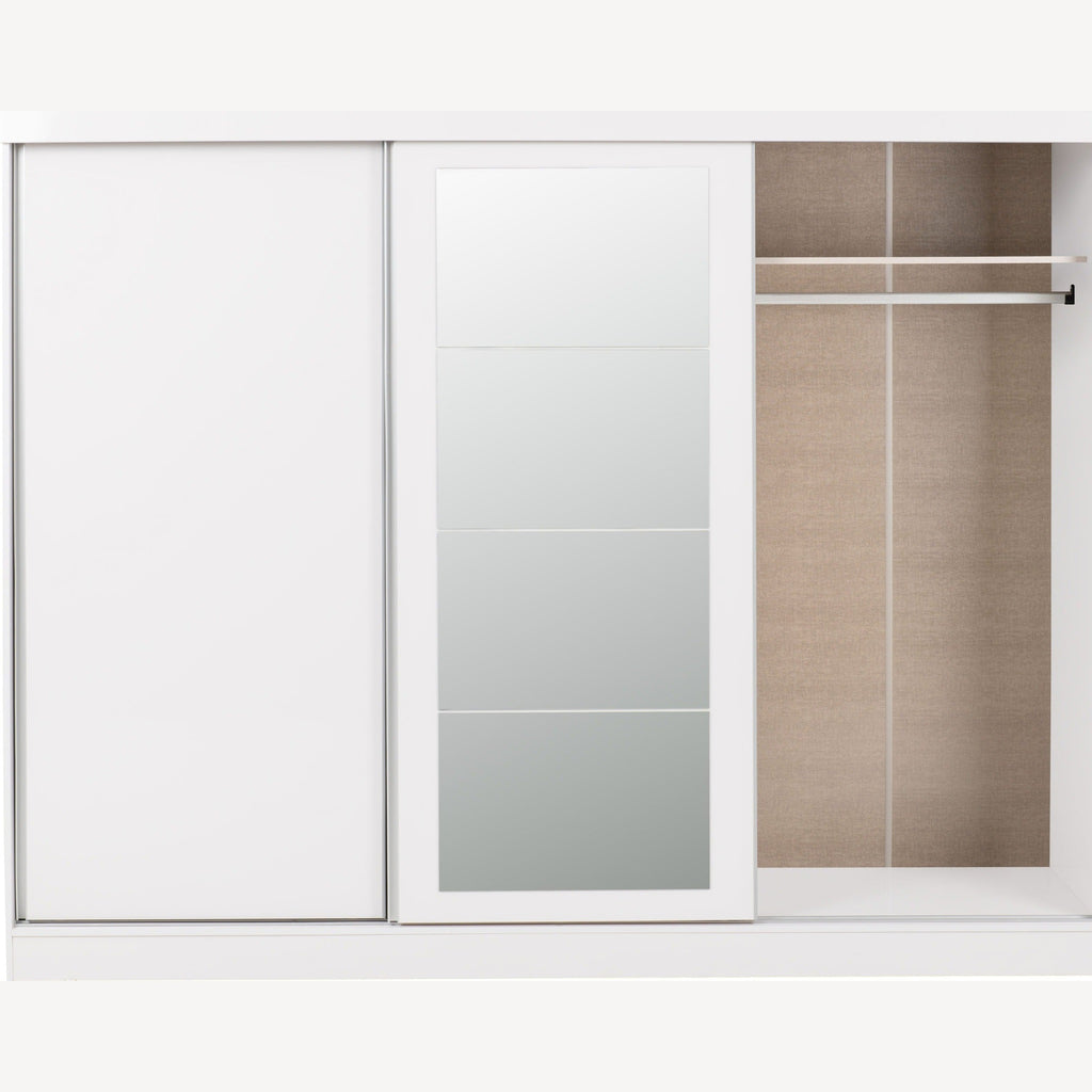Nevada 3 Door Slider Wardrobe - White Gloss