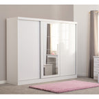 Nevada 3 Door Slider Wardrobe - White Gloss