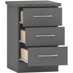 Nevada 3 Drawer Bedside - 3D Effect Grey