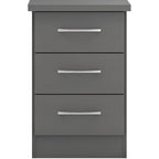 Nevada 3 Drawer Bedside - 3D Effect Grey