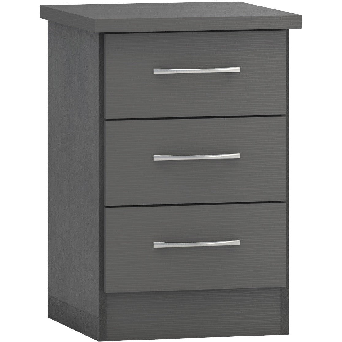 Nevada 3 Drawer Bedside - 3D Effect Grey