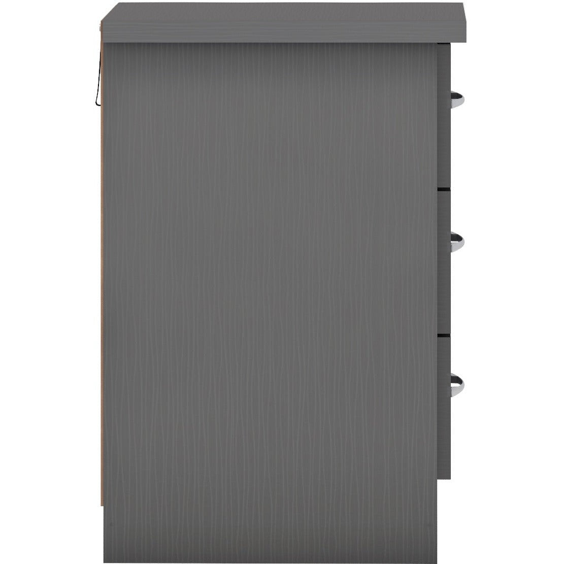 Nevada 3 Drawer Bedside - 3D Effect Grey