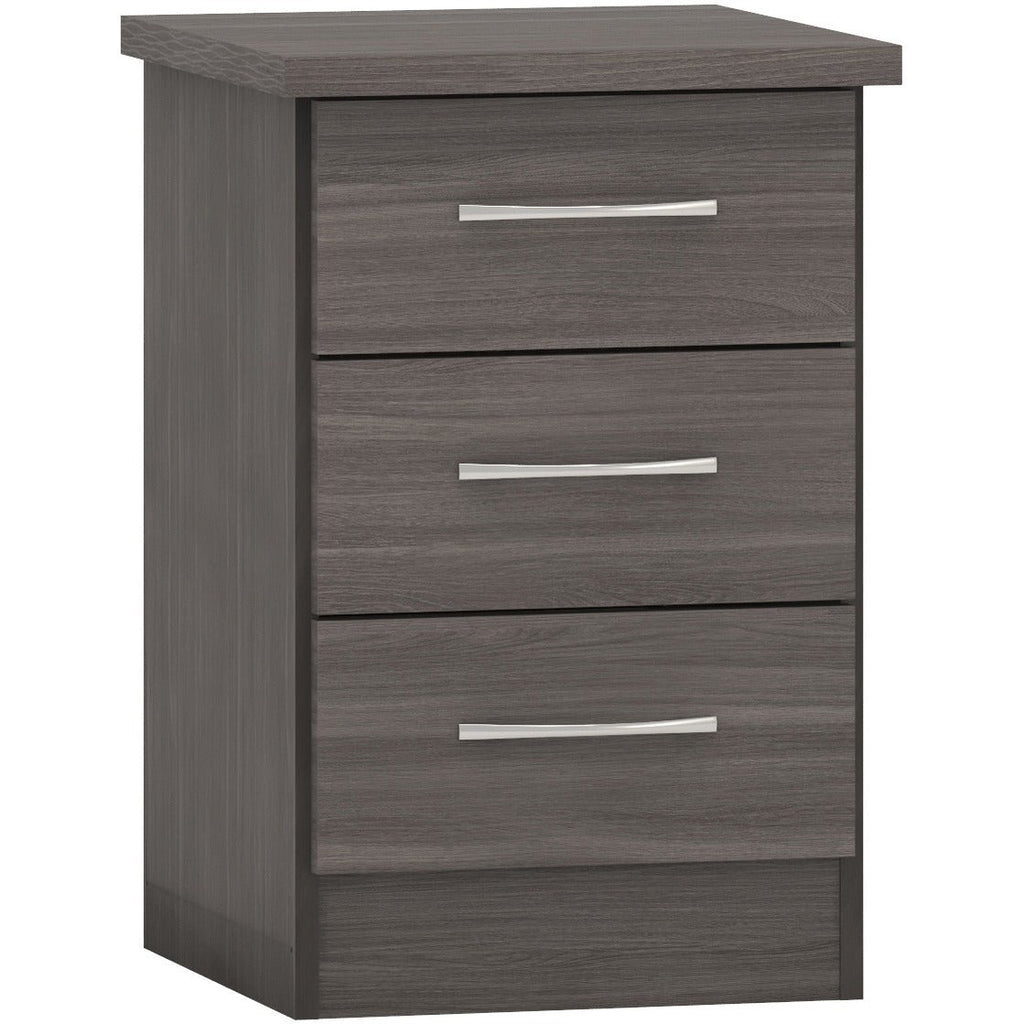 Nevada 3 Drawer Bedside - Black Wood Grain