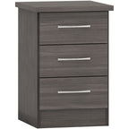 Nevada 3 Drawer Bedside - Black Wood Grain