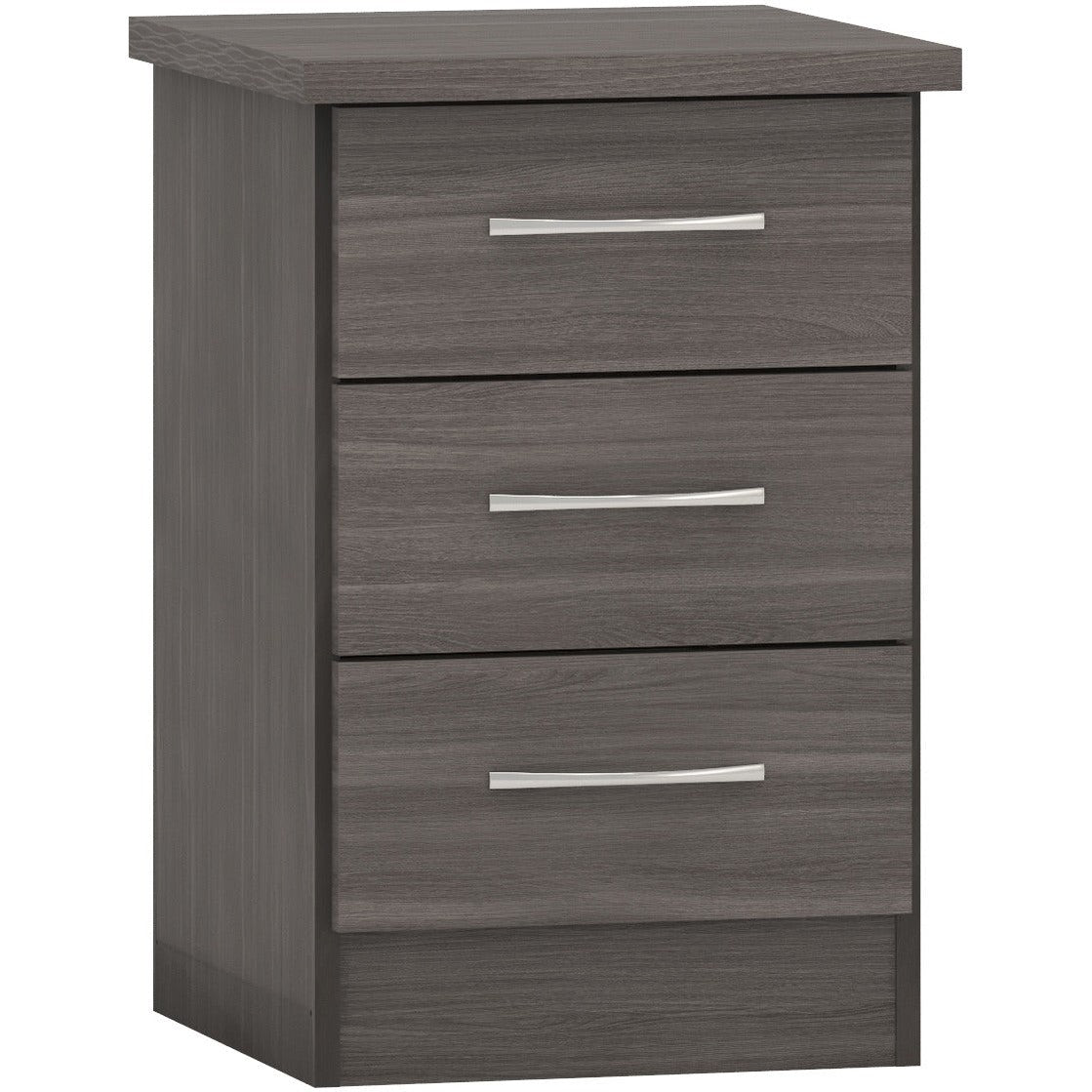 Nevada 3 Drawer Bedside - Black Wood Grain