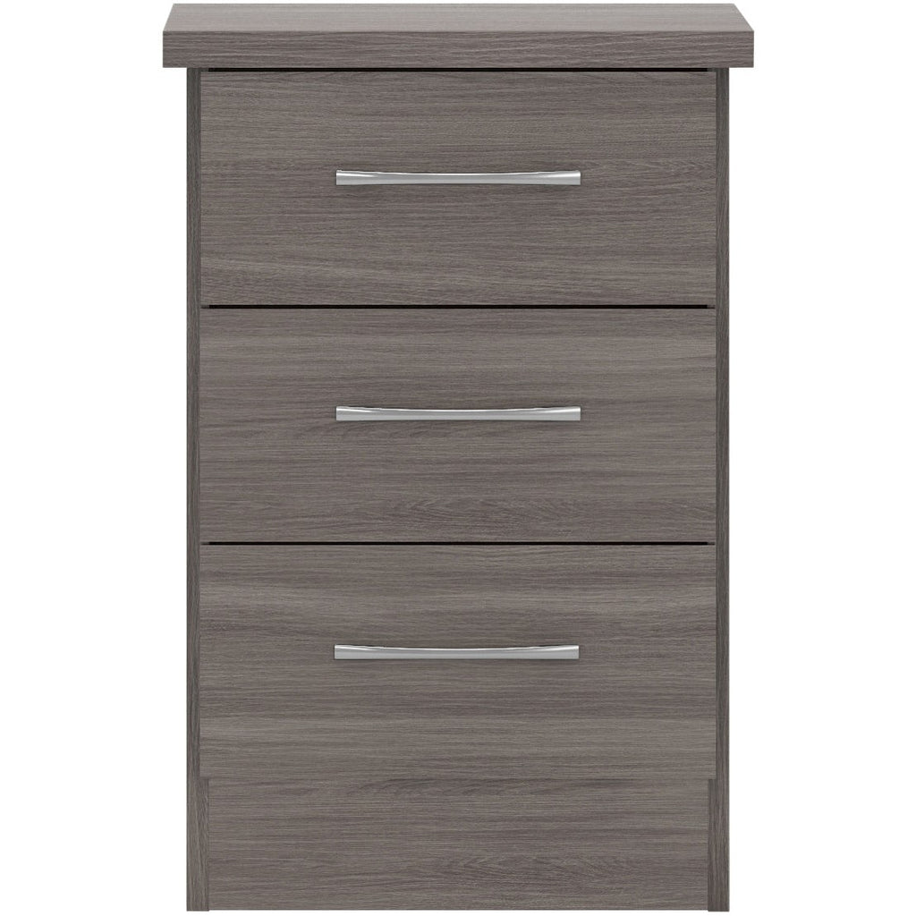 Nevada 3 Drawer Bedside - Black Wood Grain