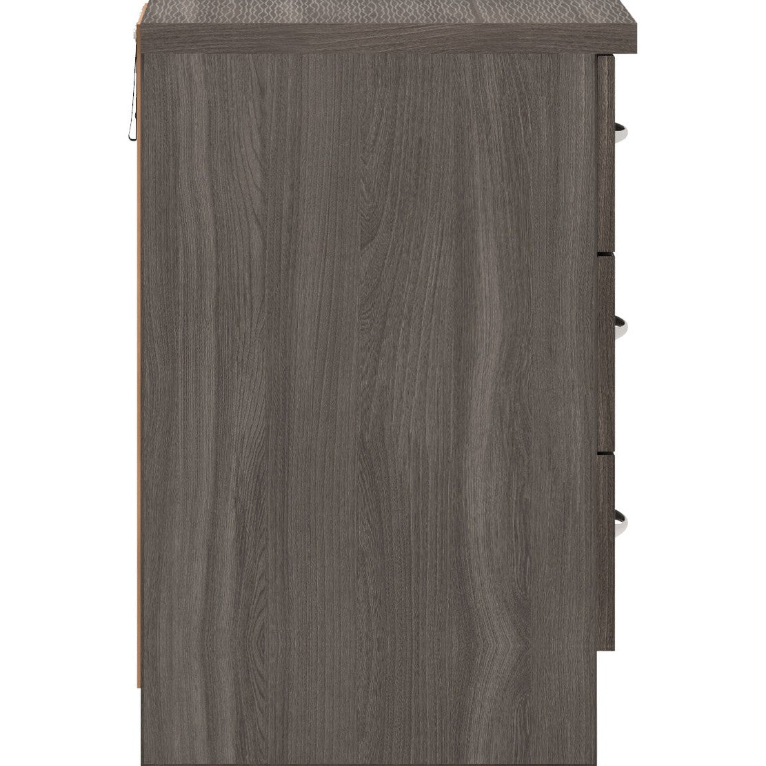 Nevada 3 Drawer Bedside - Black Wood Grain