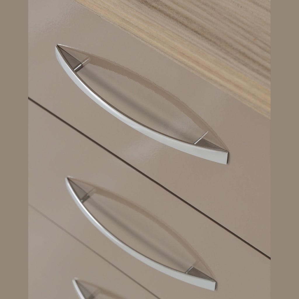 Nevada 3 Drawer Bedside - Oyster Gloss/Light Oak Effect Veneer