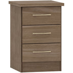 Nevada 3 Drawer Bedside - Rustic Oak Effect