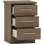 Nevada 3 Drawer Bedside - Rustic Oak Effect