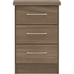 Nevada 3 Drawer Bedside - Rustic Oak Effect