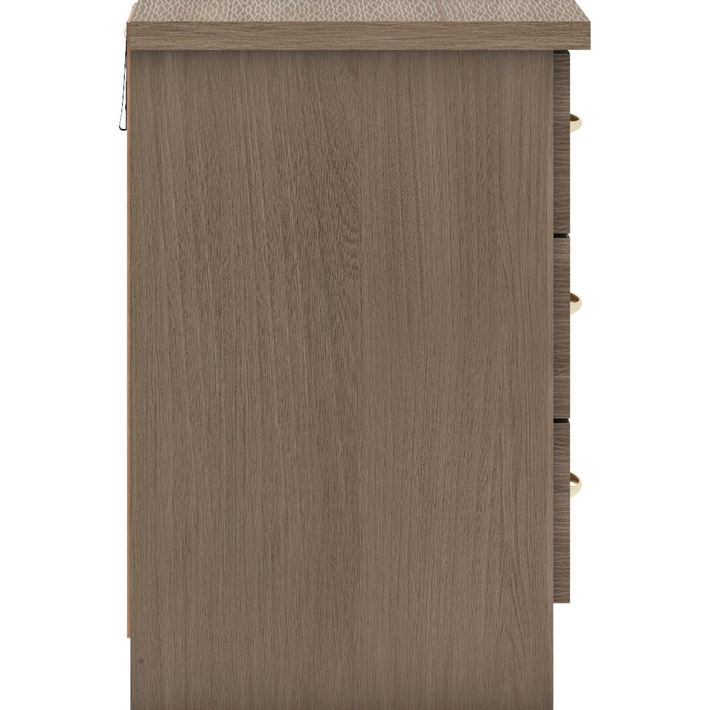 Nevada 3 Drawer Bedside - Rustic Oak Effect