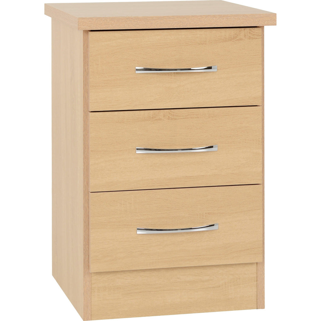 Nevada 3 Drawer Bedside - Sonoma Oak Effect