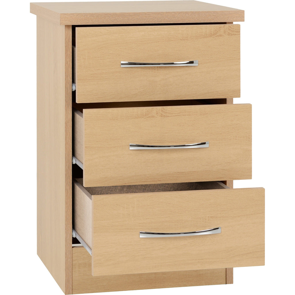 Nevada 3 Drawer Bedside - Sonoma Oak Effect