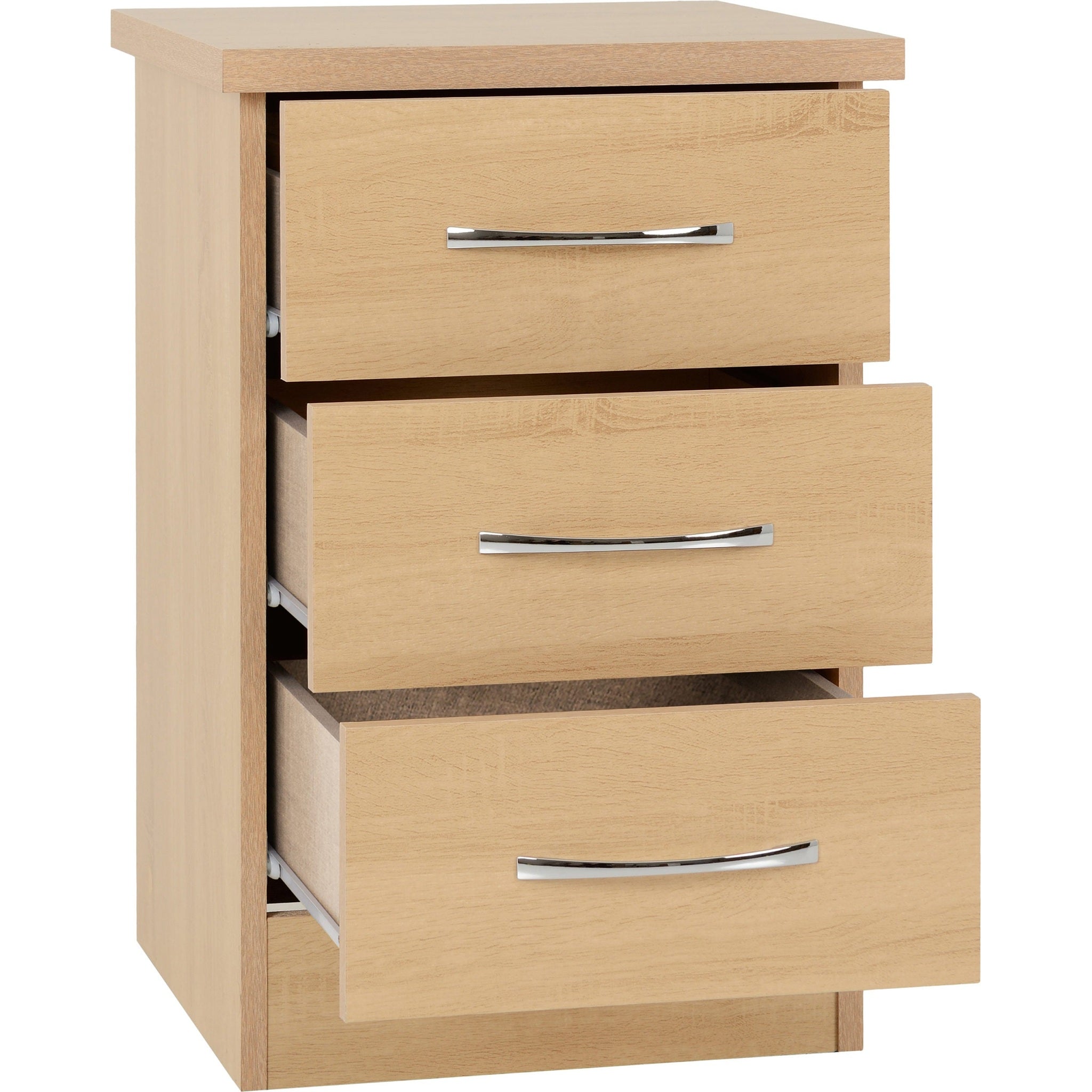 Nevada 3 Drawer Bedside - Sonoma Oak Effect