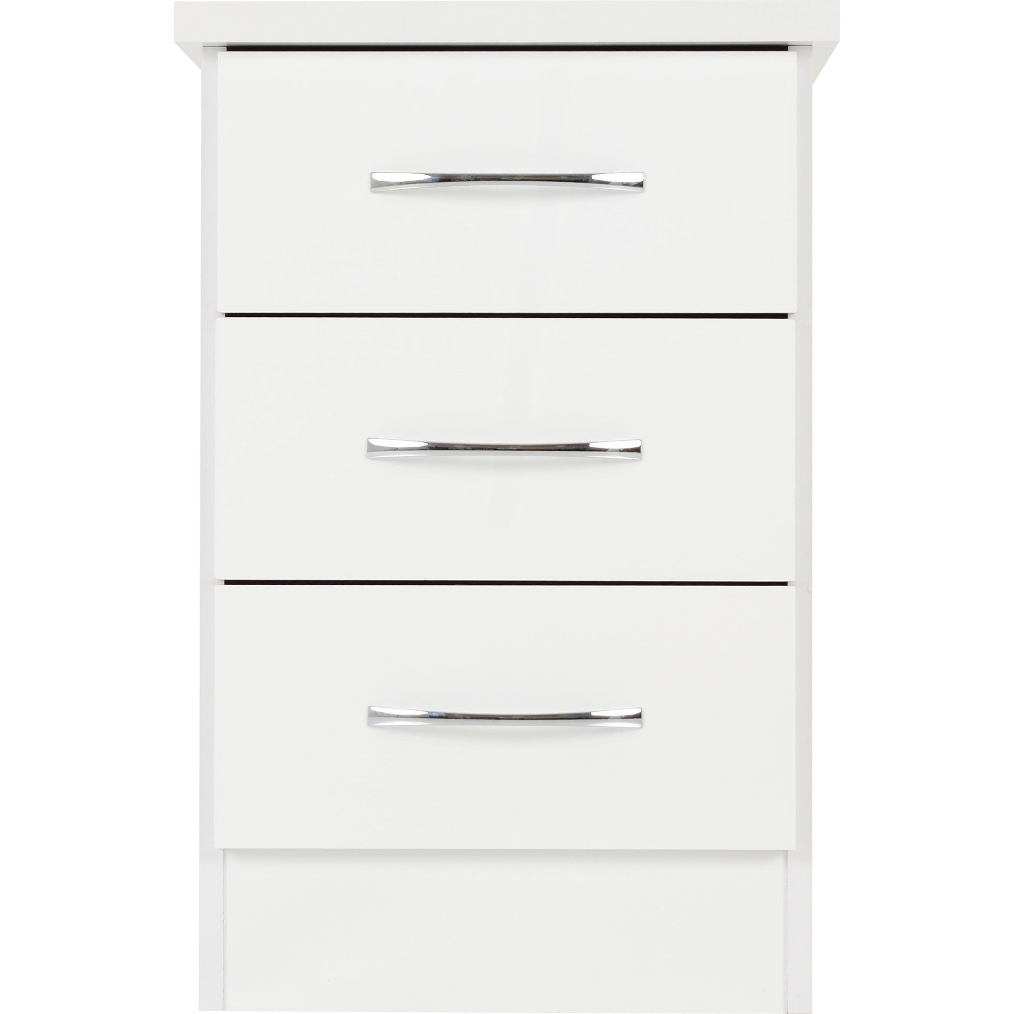 Nevada 3 Drawer Bedside - White Gloss