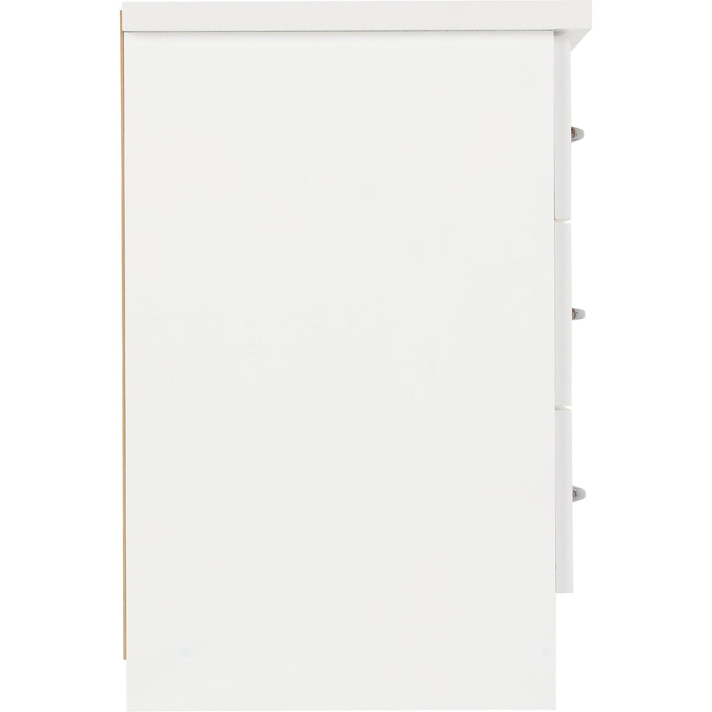 Nevada 3 Drawer Bedside - White Gloss