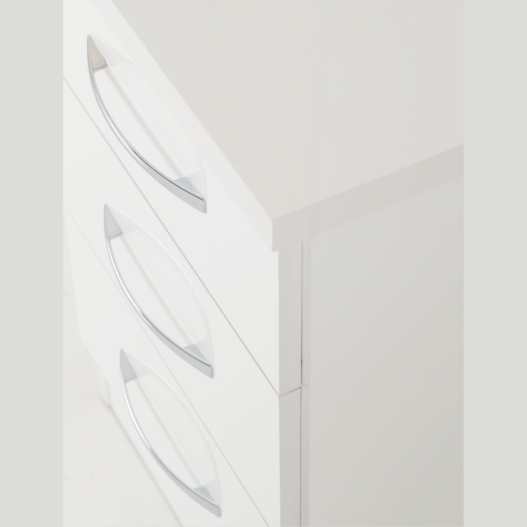 Nevada 3 Drawer Bedside - White Gloss